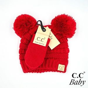 C.C Baby  Red  Double Pom With Mittens